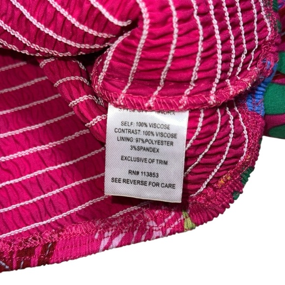 Sugarlips Marina Fuchsia Pink Tropical Smocked Crop Top Plus Size 2x - Picture 6 of 9